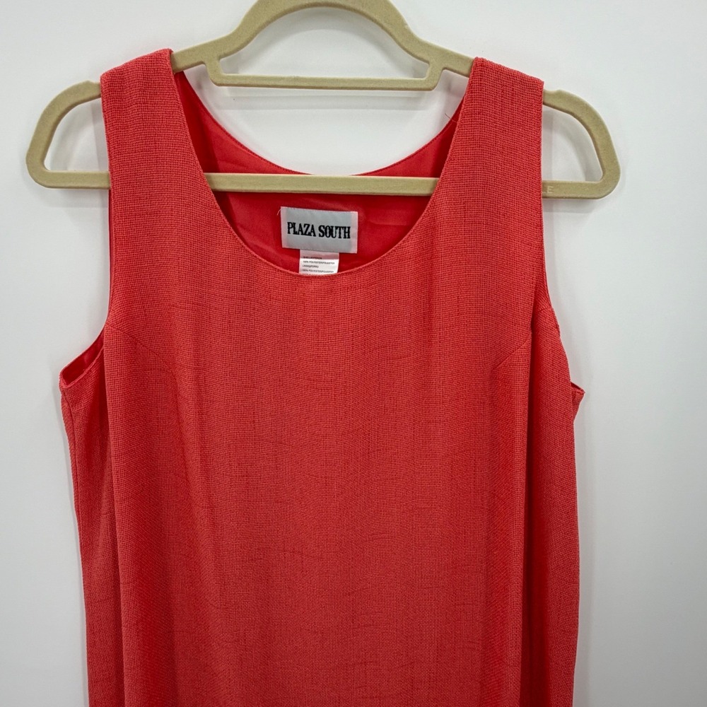 Plaza South Maxi Shift Dress size 12 Sleeveless Textured Slits Coral coastal - Picture 3 of 7